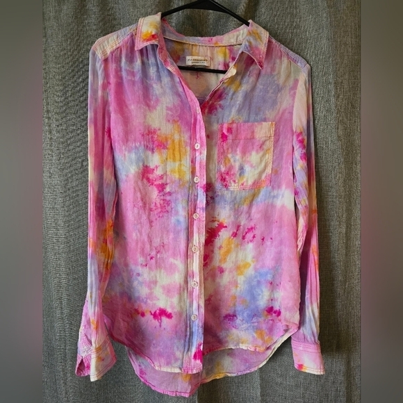 Anthropologie X Pilcro The Cate Class Tie Dye Button Down Shirt Pink Size Small - Picture 1 of 4